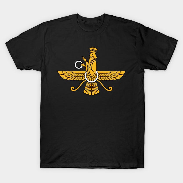 Faravahar Zoroastrianism design T-Shirt by KuTees